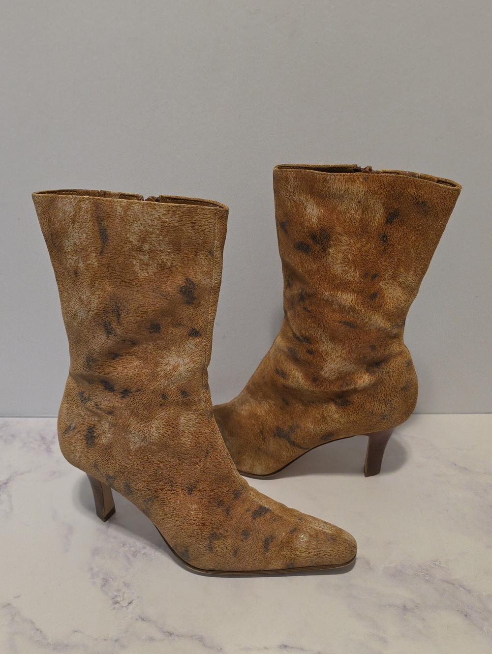 Parade Brown Speckled Mid-Calf Heeled Boots